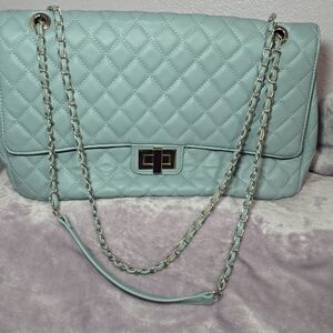 Elegant Quilted Blue Messenger Bag